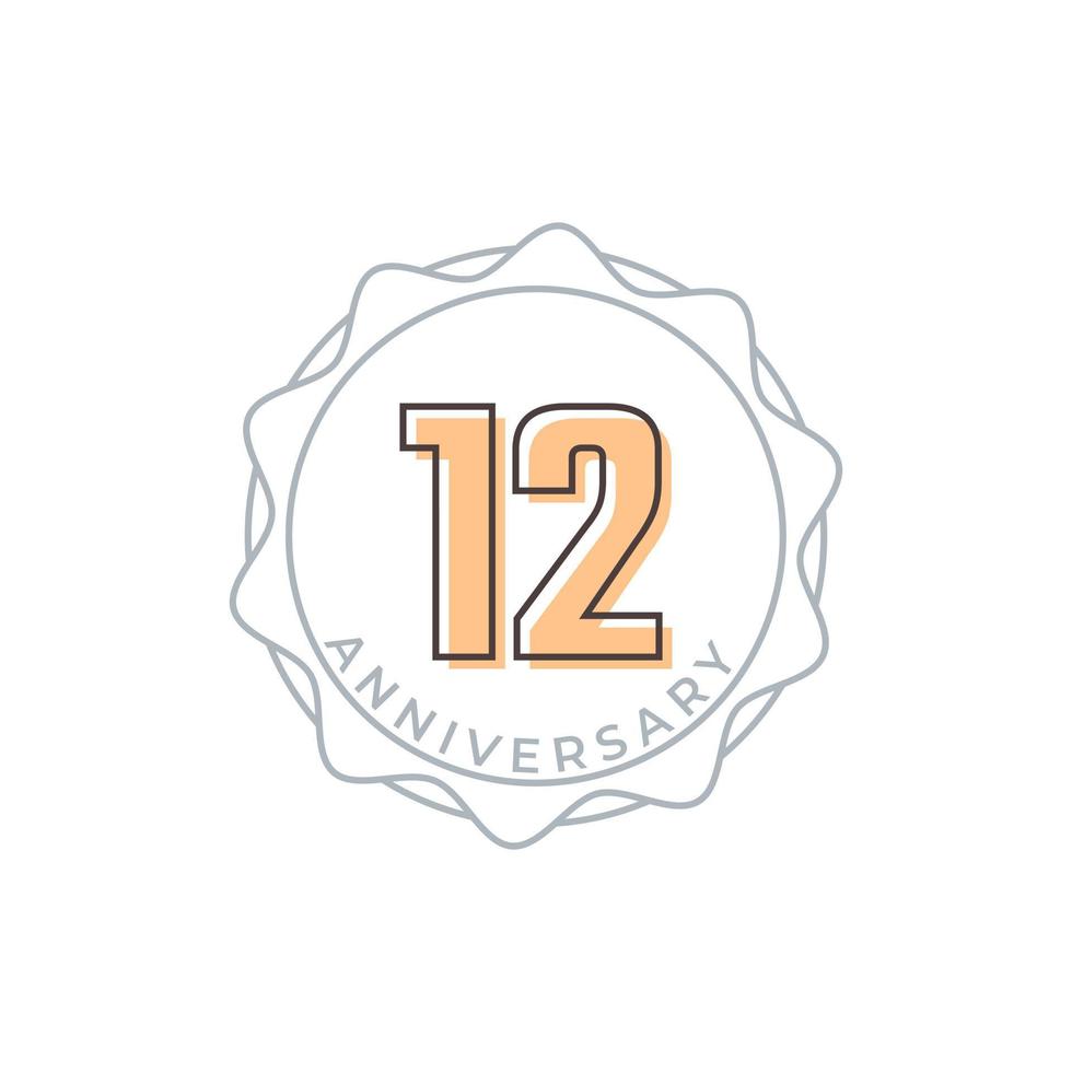 12 Year Anniversary Celebration Vector Badge. Happy Anniversary Greeting Celebrates Template Design Illustration