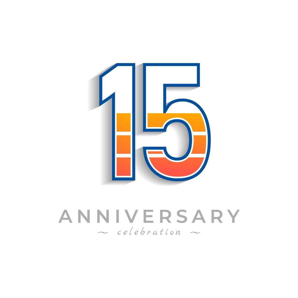 15 Year Anniversary Celebration with Charging Icon Battery for Celebration Event, Wedding, Greeting card, and Invitation Isolated on White Background vector