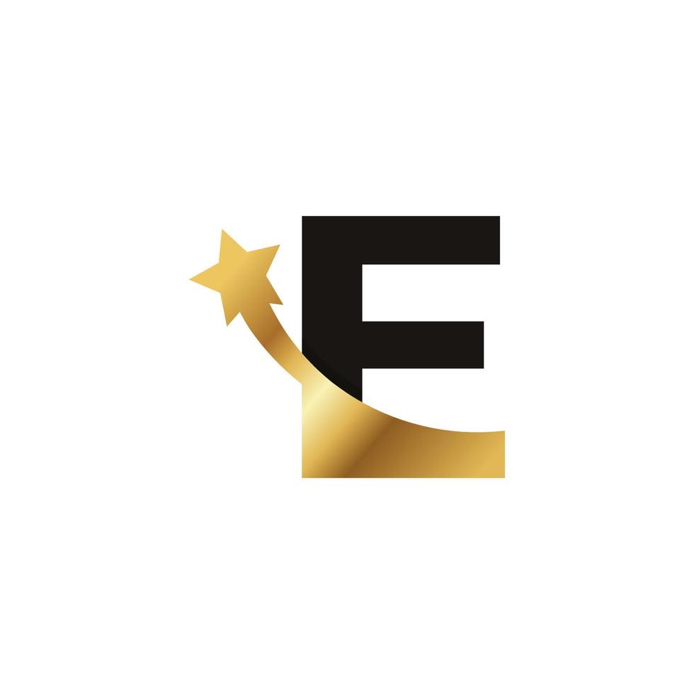 Initial Letter E Golden Star Logo Icon Symbol Template Element vector