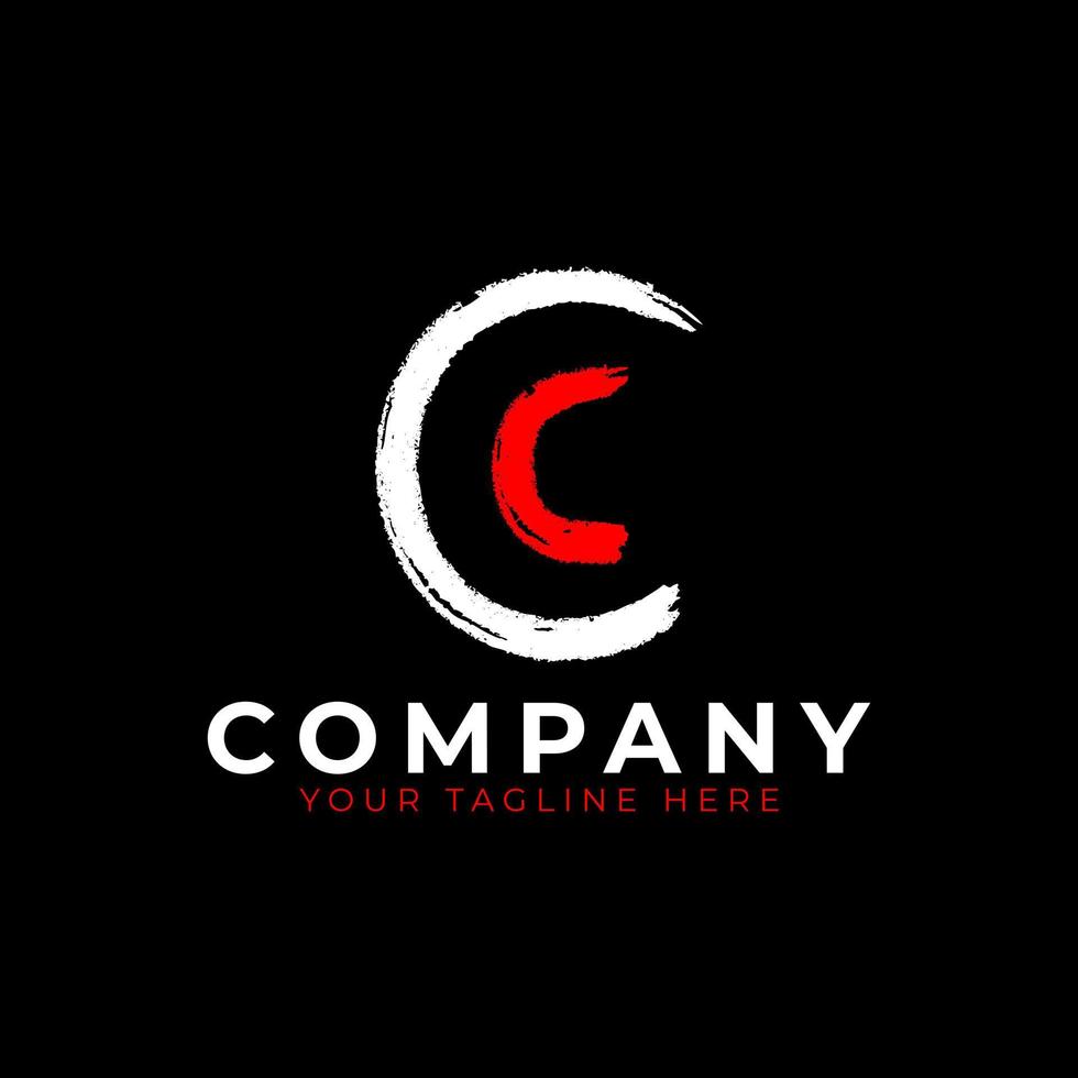 Abstract Letter C grungy font Brush Stroke Logo symbol. Usable for Business and Branding Logos. Flat Vector Logo Design Ideas Template Element. Eps10 Vector