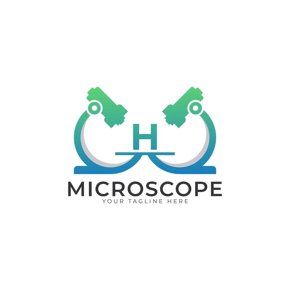 Laboratory Logo. Initial Letter H Microscope Logo Design Template Element. vector