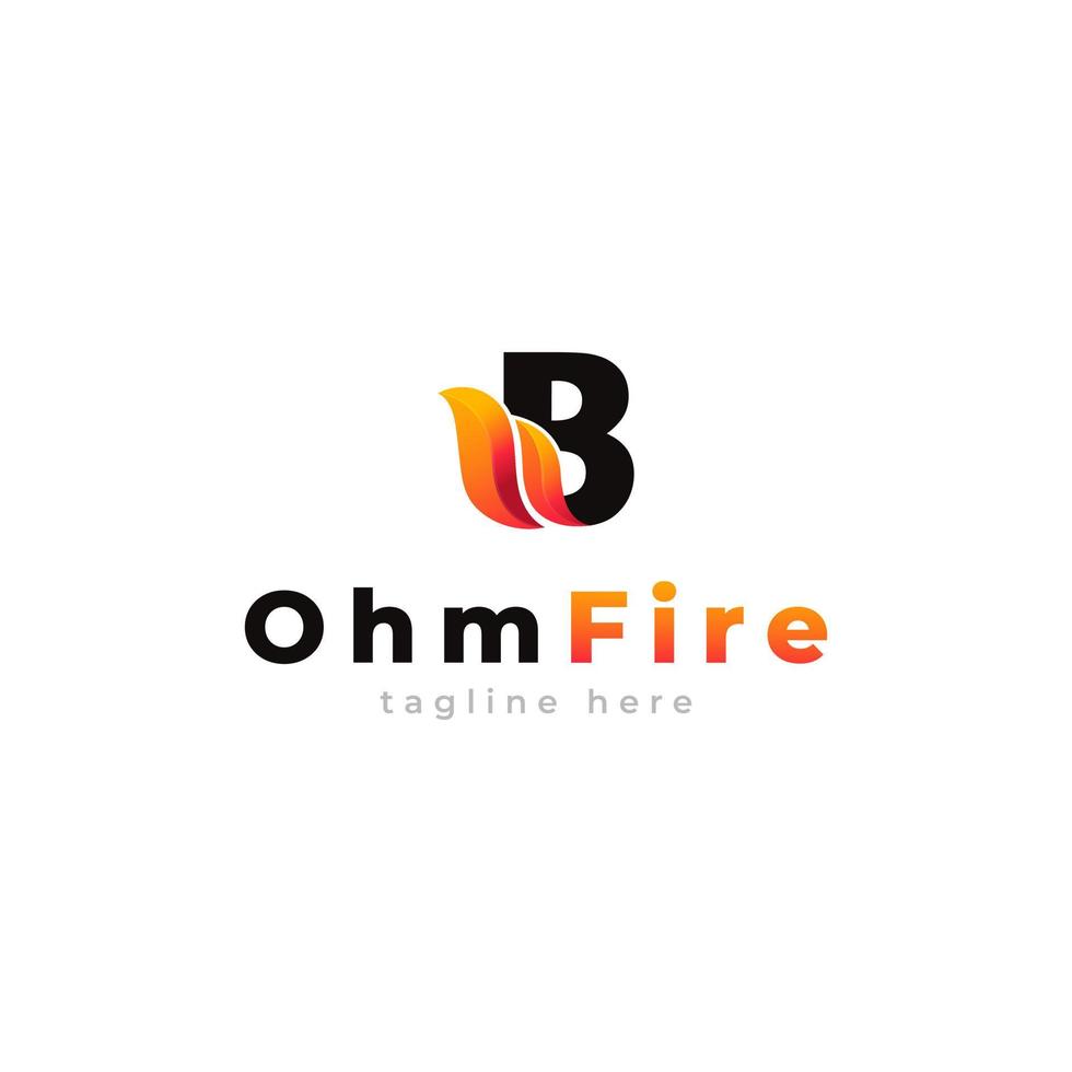 Initial Letter B with Flame Fire Logo Design Inspiration vector