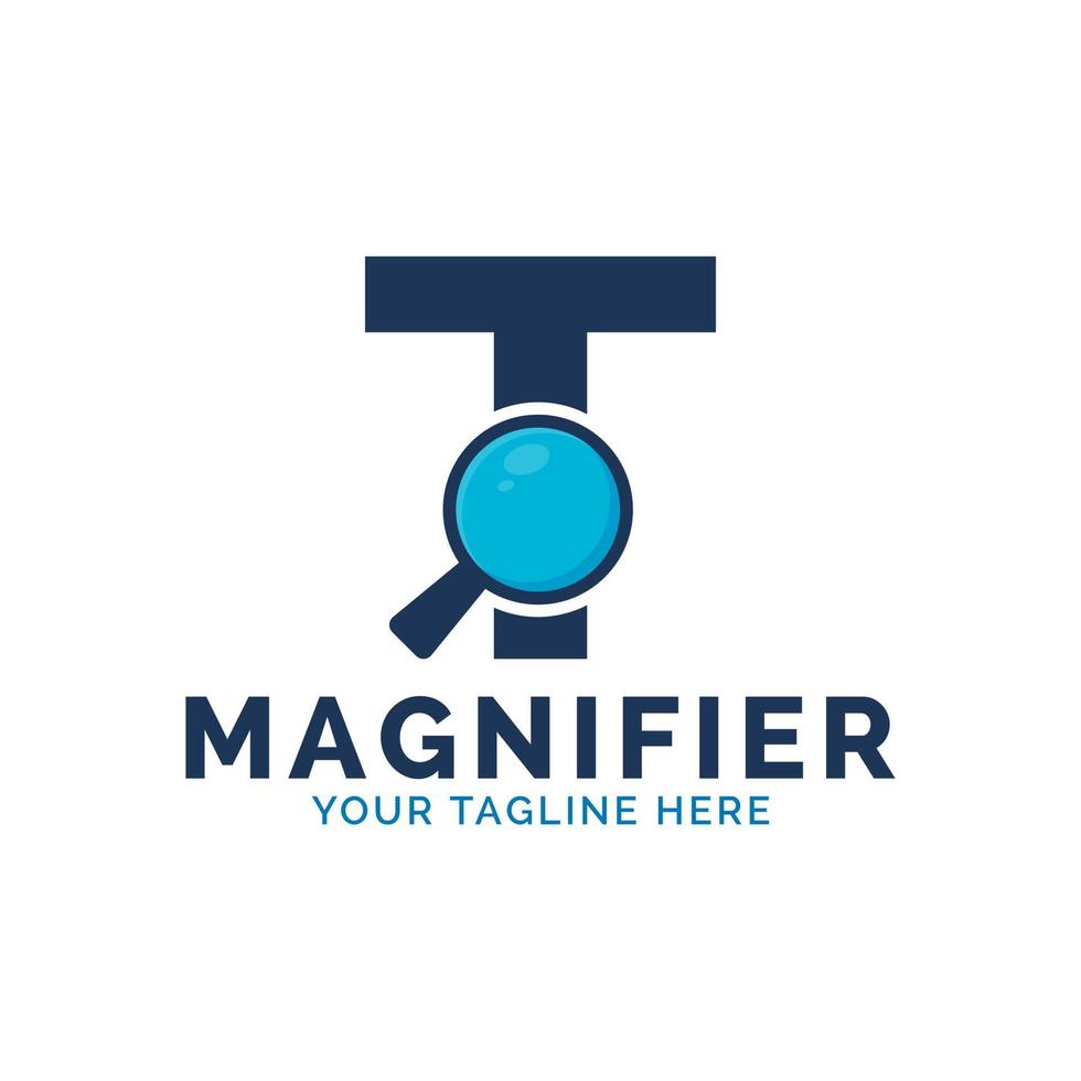 Search Logo. Letter T Magnifying Glass Logo Design vector