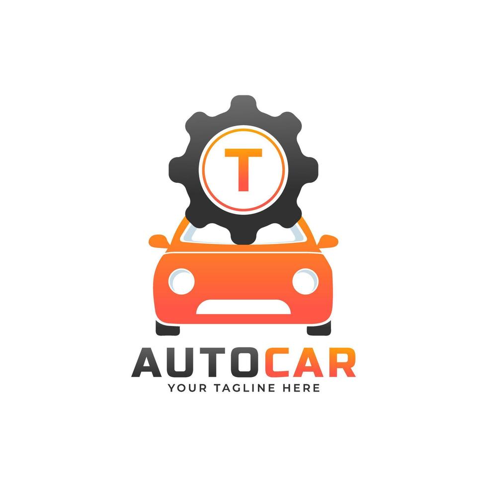 Letter T with Car Maintenance Vector. Concept Automotive Logo Design of Sports Vehicle. vector