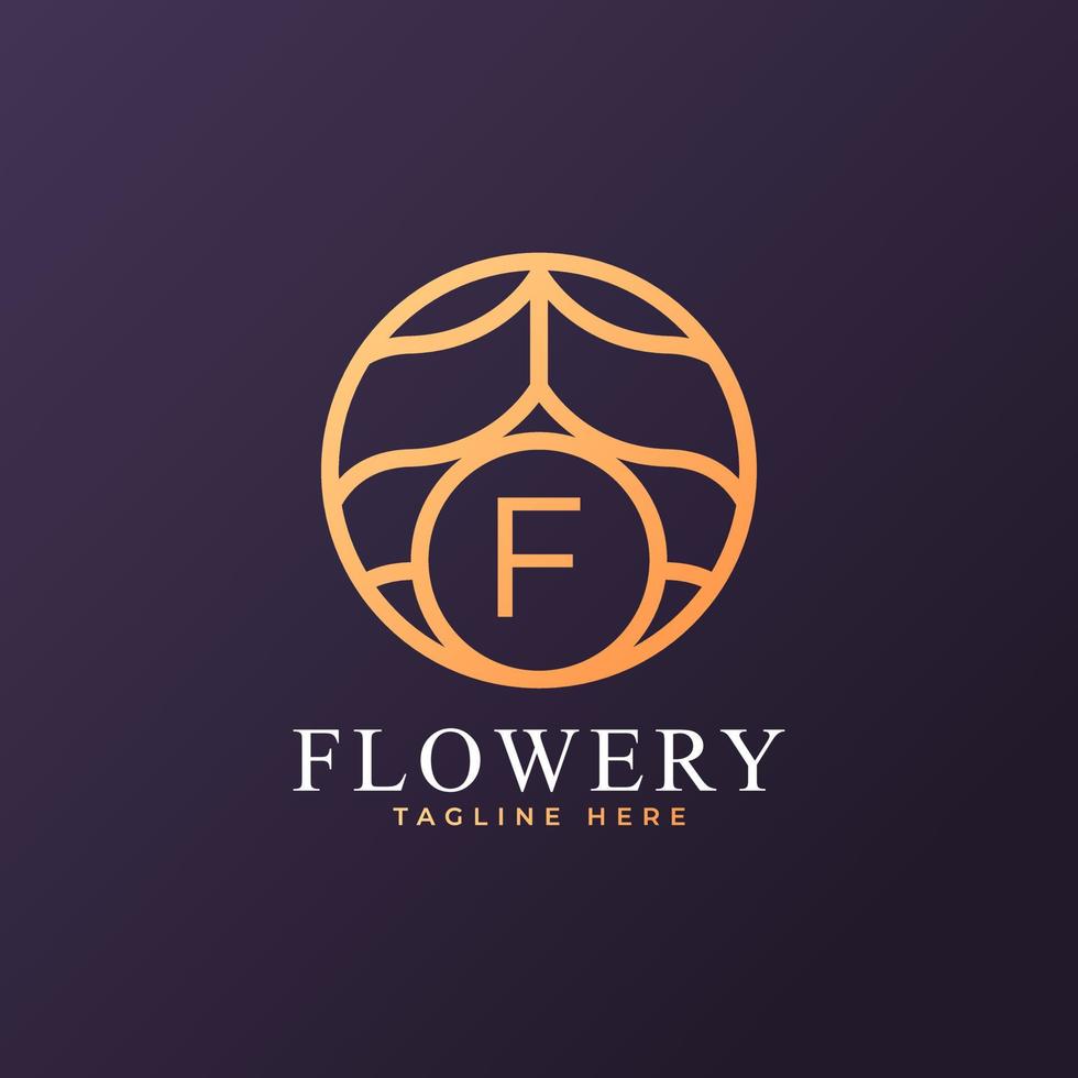 Flower Initial Letter F Logo Design Template Element. Eps10 Vector