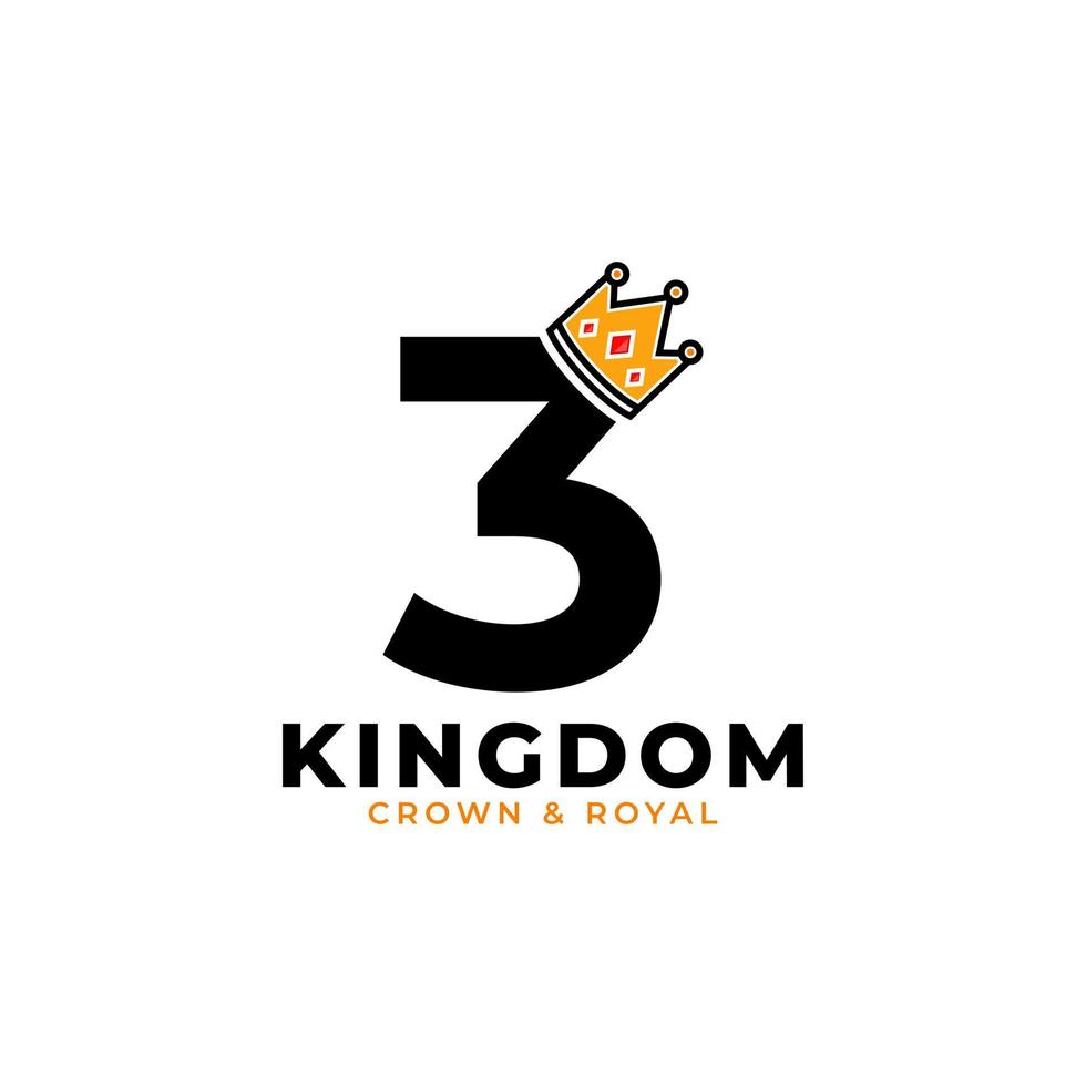 Number 3 with Crown Logo Branding Identity Logo Design Template vector