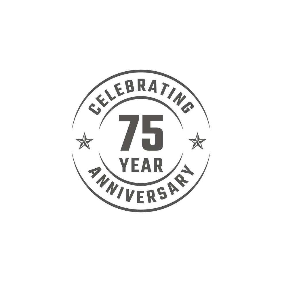 75 Year Anniversary Celebration Emblem Badge with Gray Color for Celebration Event, Wedding, Greeting card, and Invitation Isolated on White Background vector
