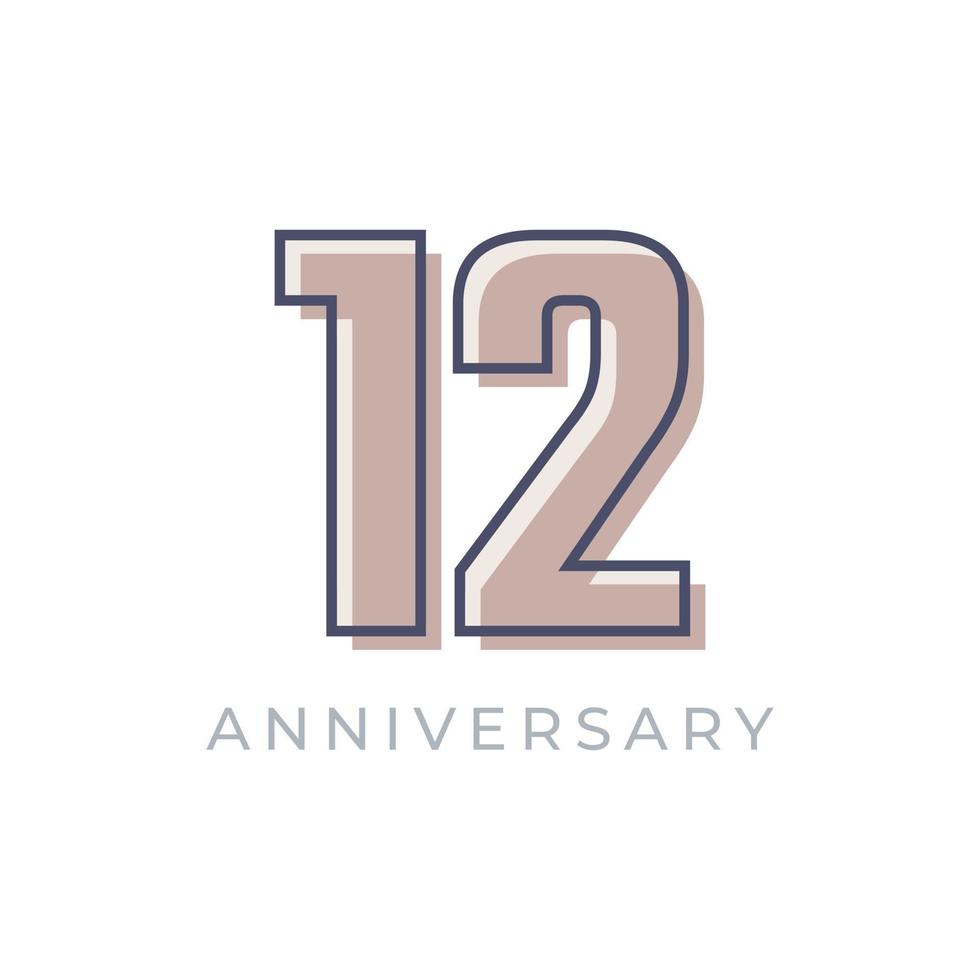 12 Year Anniversary Celebration Vector. Happy Anniversary Greeting Celebrates Template Design Illustration vector