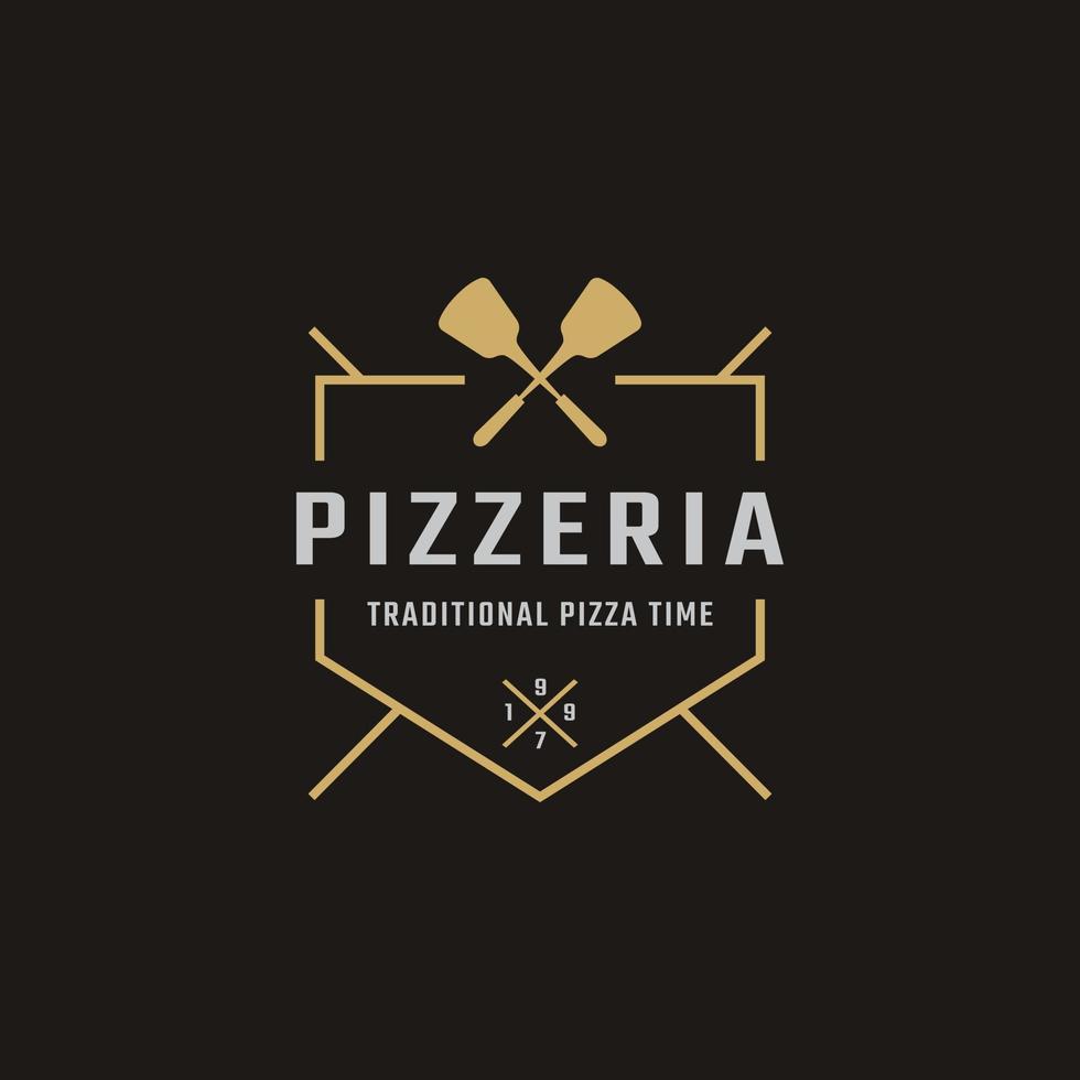 Vintage Classic Emblem Badge Spatula Pizza Pizzeria Logo Design Inspiration vector