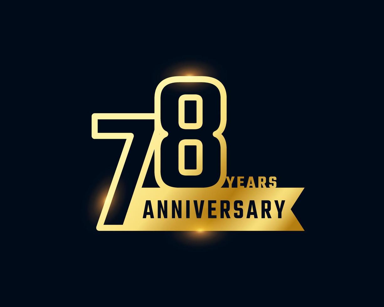 78 Year Anniversary Celebration with Shiny Outline Number Golden Color for Celebration Event, Wedding, Greeting card, and Invitation Isolated on Dark Background vector