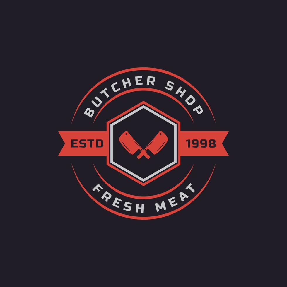 Vintage Retro Badge for Butcher Shop with Crossed Cleavers Logo Design Template Element vector