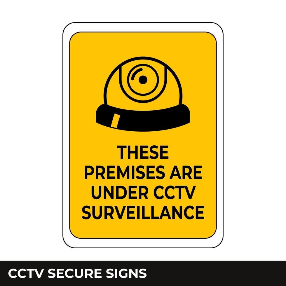 Cctv, Alarm, Monitored And 24 Hour Video Camera Surveillance Sign In Vector, Easy To Use And Print Design Templates vector