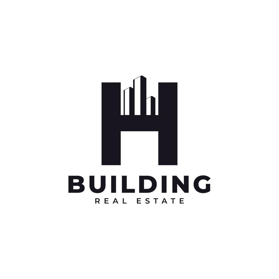 Real Estate Icon. Letter H Construction with Diagram Chart Apartment City Building Logo Design Template Element vector