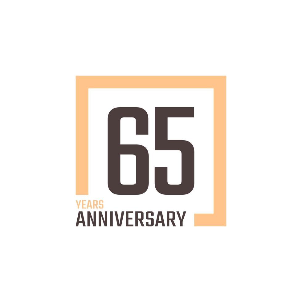 65 Year Anniversary Celebration Vector with Square Shape. Happy Anniversary Greeting Celebrates Template Design Illustration