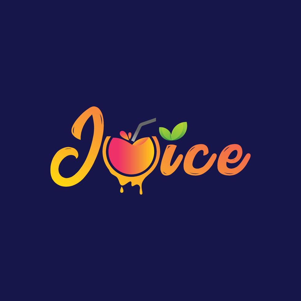 Ilustración de vector de diseño de logotipo de jugo de fruta, plantilla de logotipo de jugo de naranja