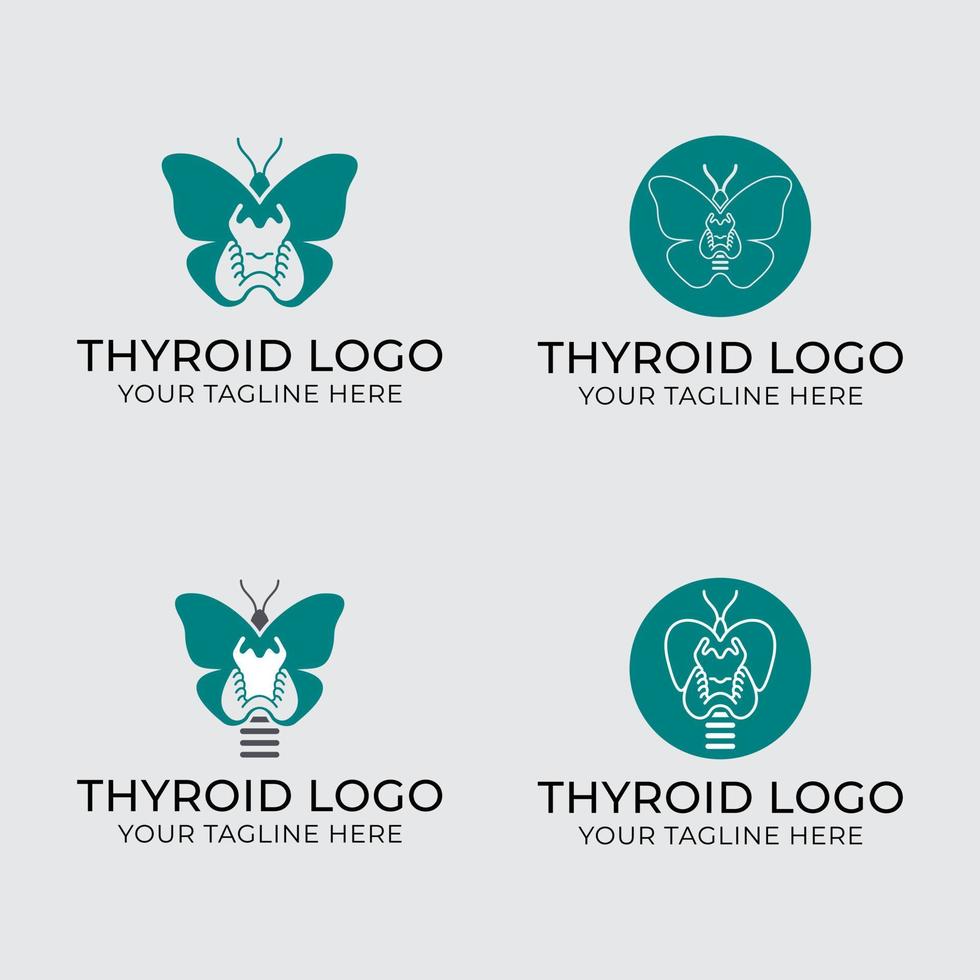 logotipo de tiroides, icono de tiroides, símbolo de tiroides moderno y moderno para el logotipo. ilustración de vector de colección médica.