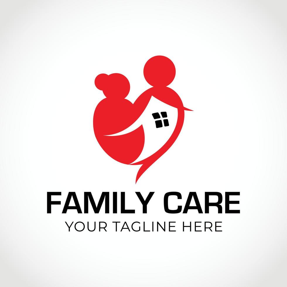 Family Care Logo Illustration, House With Heart Shape Logo, Modern And Simple Love Home vector