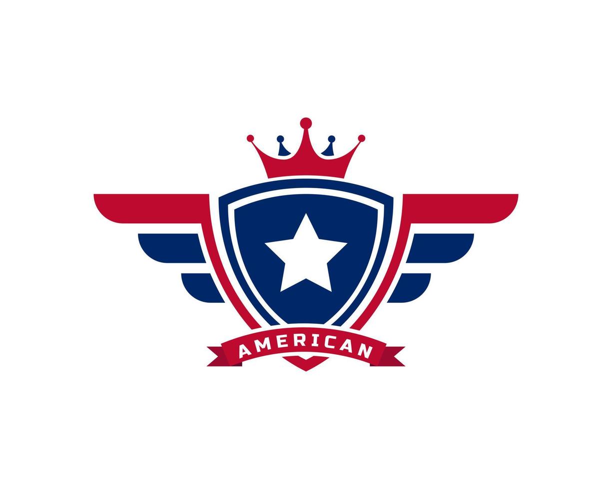 Emblem American Veteran Flag Emblem Wings with Shield Patriotic Logo Design Template Element vector