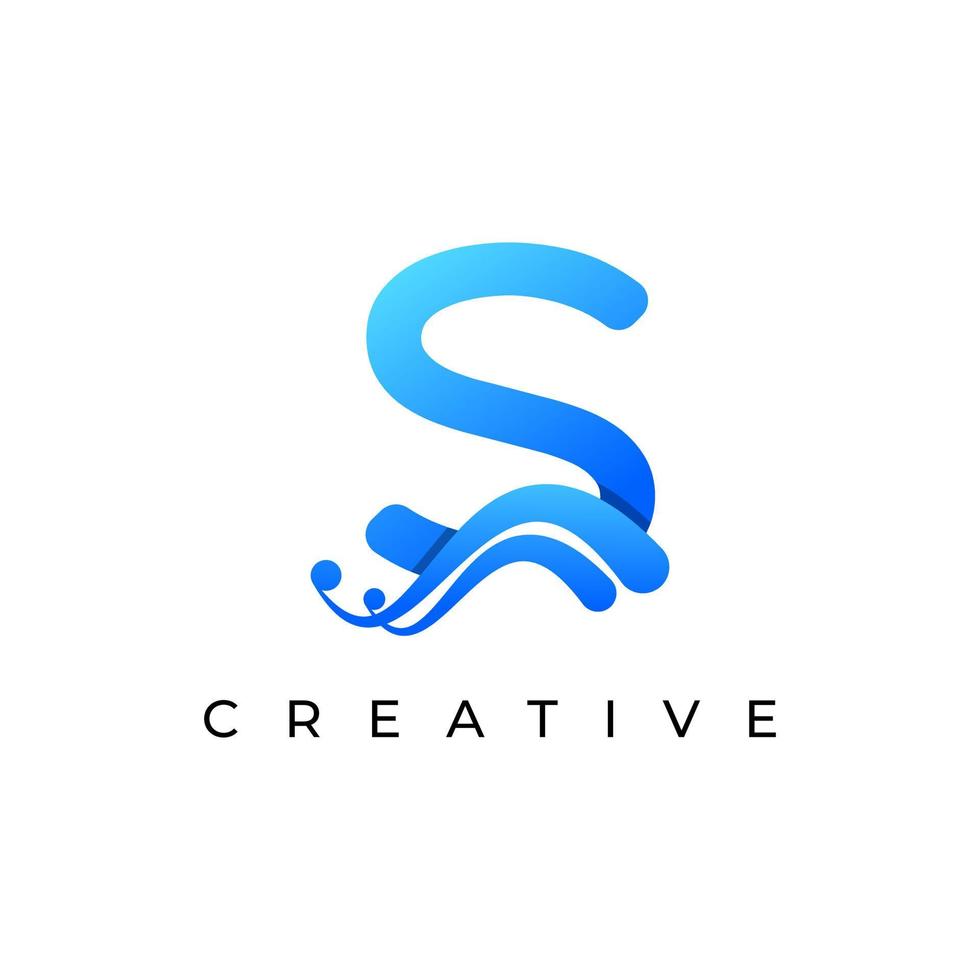 Corporation Initial S Letter Logo With Creative Swoosh Liquid Gradient Color, Vector Template Element