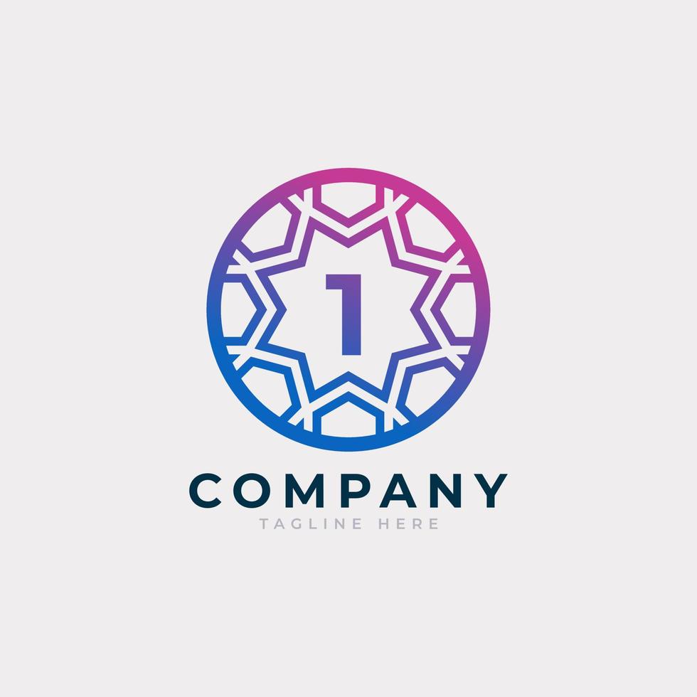 Number 1 Inside Circle Shape Logo Design Template Element 6259283