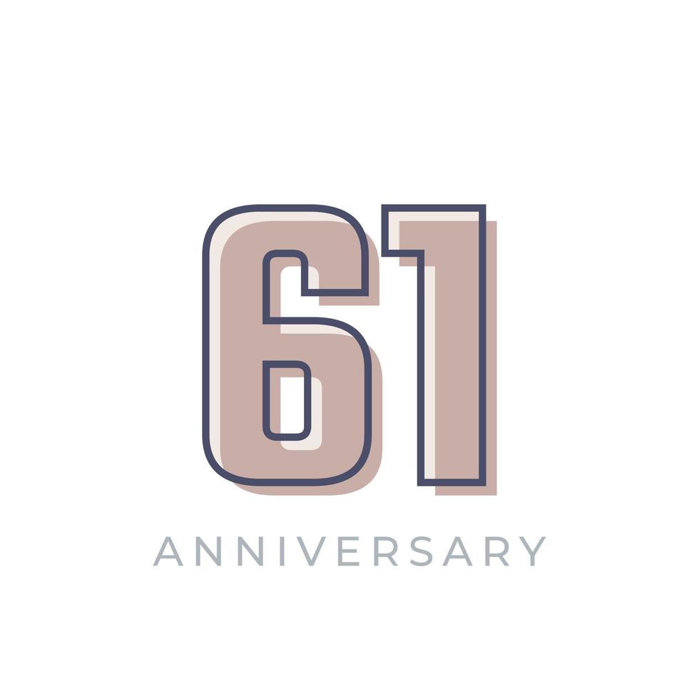 61 Year Anniversary Celebration Vector. Happy Anniversary Greeting Celebrates Template Design Illustration vector