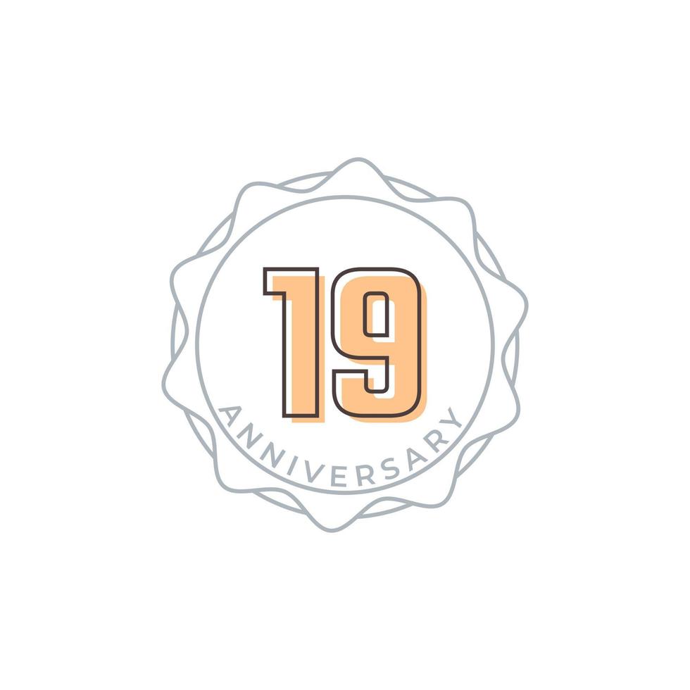 19 Year Anniversary Celebration Vector Badge. Happy Anniversary Greeting Celebrates Template Design Illustration