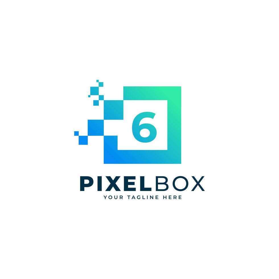 Initial Number 6 Digital Pixel Logo Design. Geometric Shape with Square Pixel Dots. Usable for Business and Technology Logos vector