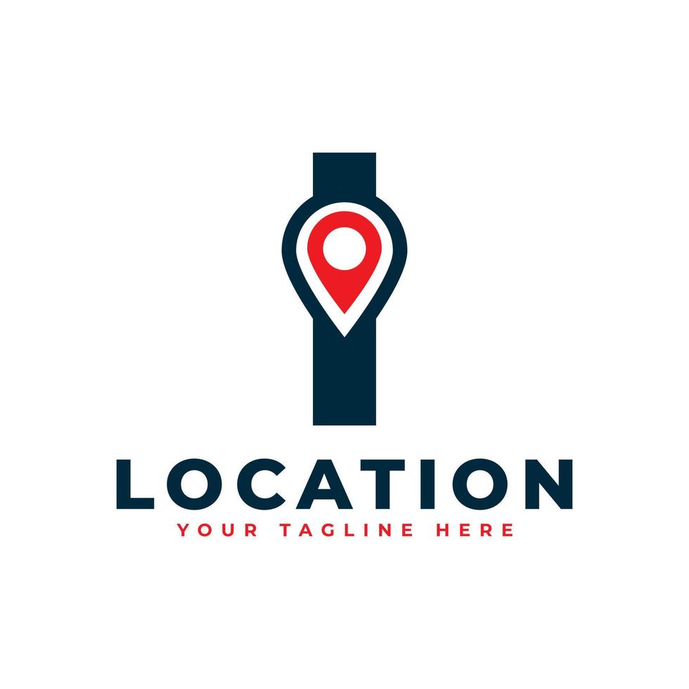 Elegant Letter I Geotag or Location Symbol Logo. Red Shape Point Location Icon. Usable for Business and Technology Logos. Flat Vector Logo Design Ideas Template Element.