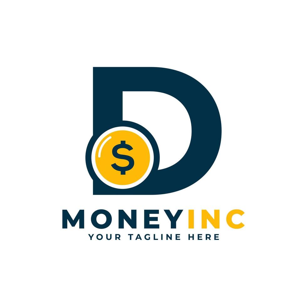 logotipo de efectivo. letra d con plantilla de diseño de logotipo de dinero de moneda vector