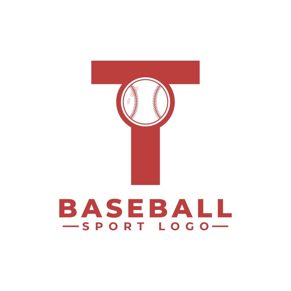 Letter T with Baseball Logo Design. Vector Design Template Elements for Sport Team or Corporate Identity.