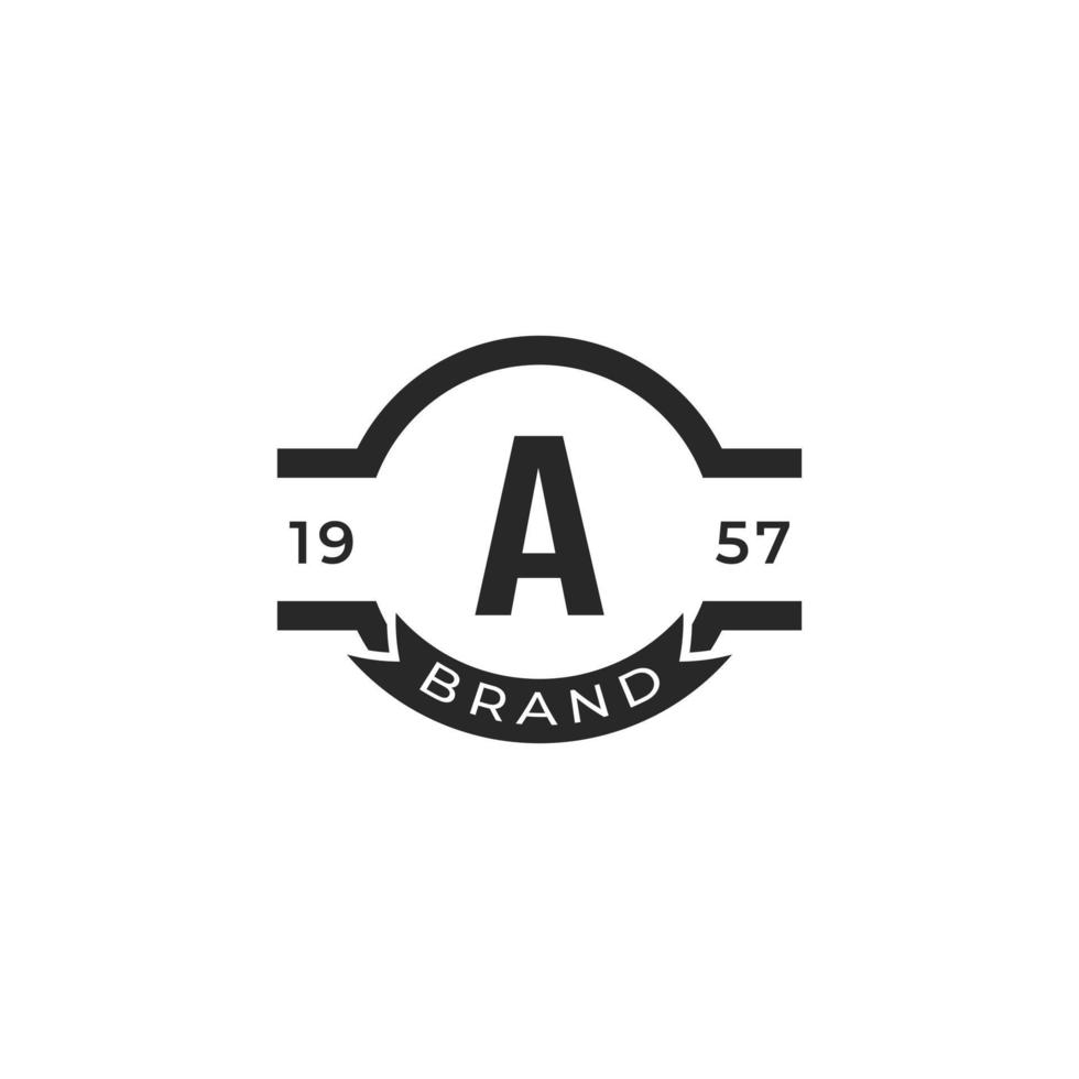 insignia vintage letra un elemento de plantilla de diseño de logotipo. adecuado para identidad, etiqueta, insignia, café, vector de icono de hotel