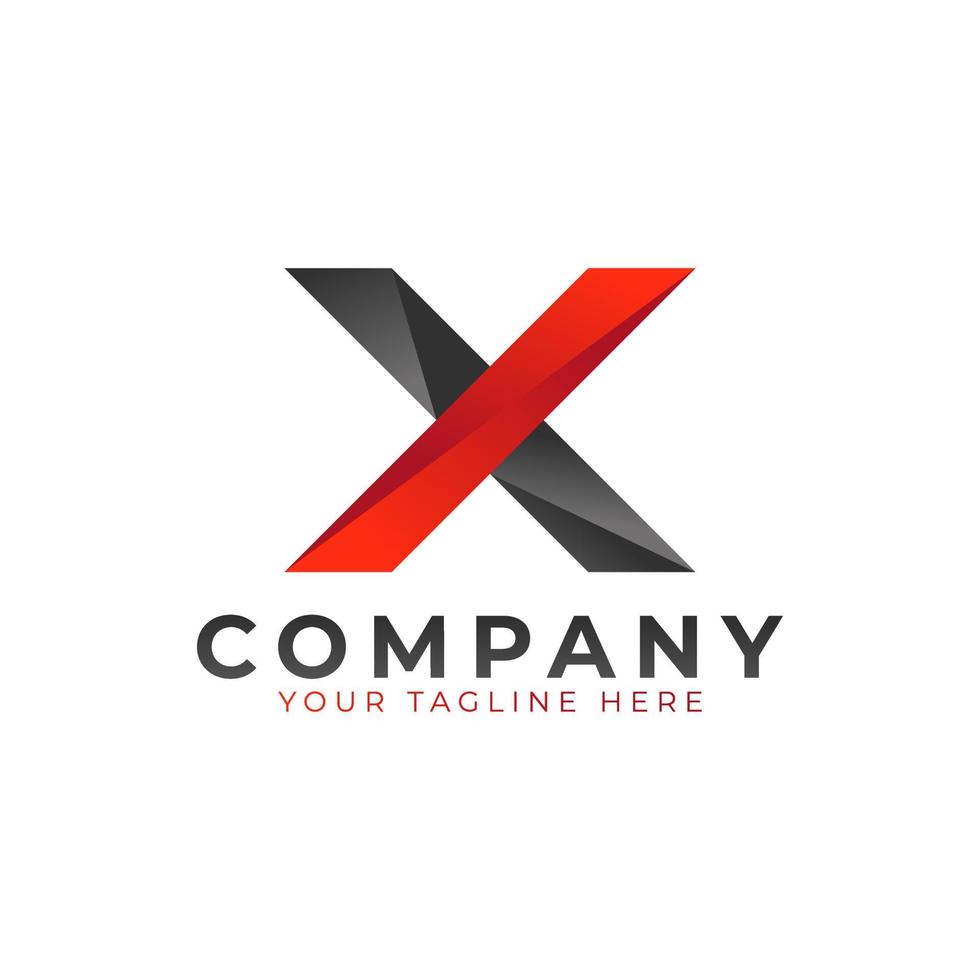 Creative Initial Letter X Logo Design. Black and Red Geometric Arrow Shape Low Poly Style. Usable for Business and Branding Logos. Flat Vector Logo Design Ideas Template Element. Eps10 Vector
