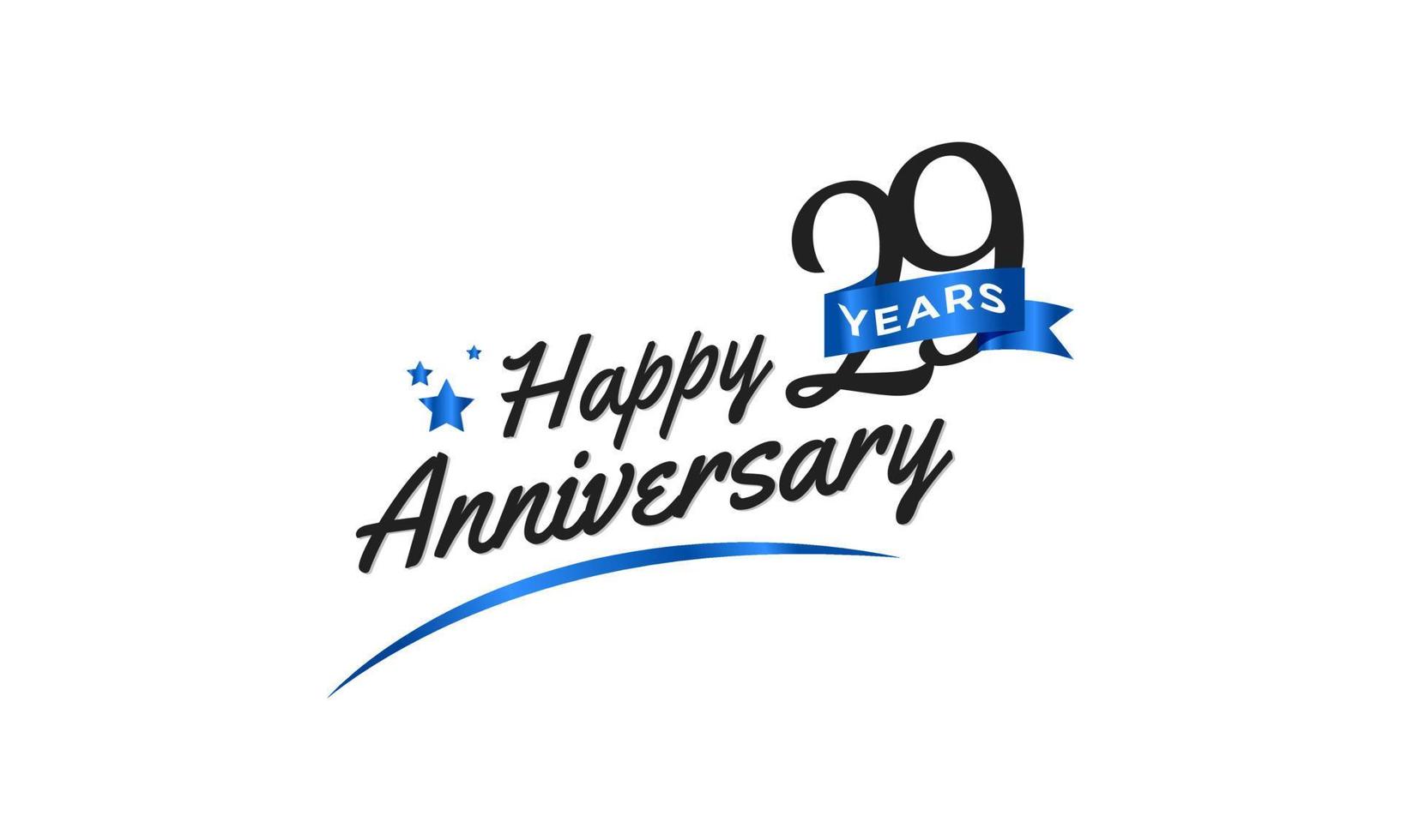 29 Year Anniversary Celebration with Blue Swoosh and Blue Ribbon Symbol. Happy Anniversary Greeting Celebrates Template Design Illustration vector