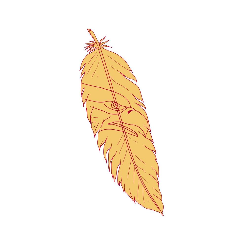 Sea Eagle Head Inside Feather Drawing vector