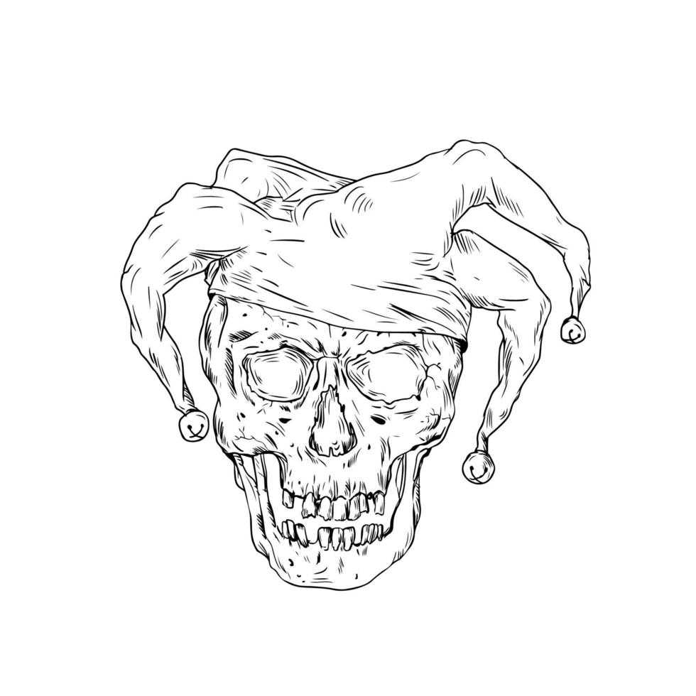 Court Jester Skull Drawing vector