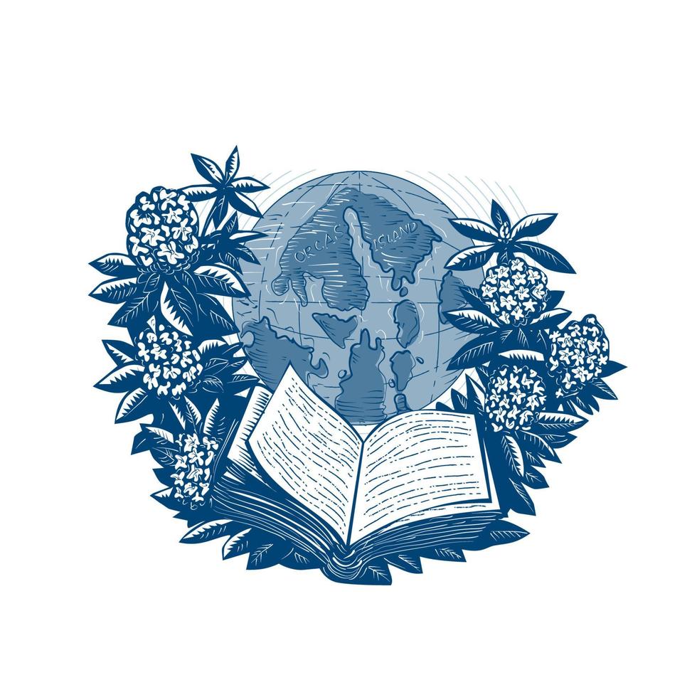 Orcas Island Map Book Rhododendron Drawing vector