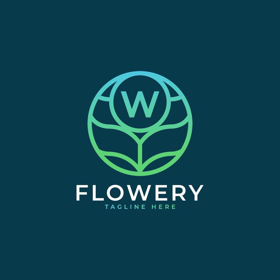 Flower Initial Letter W Logo Design Template Element. Eps10 Vector