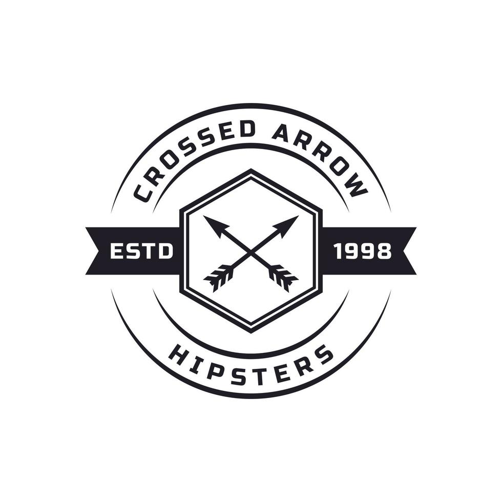 Vintage Retro Badge for Crossed Arrows Rustic Hipster Stamp Logo Design Template Element vector