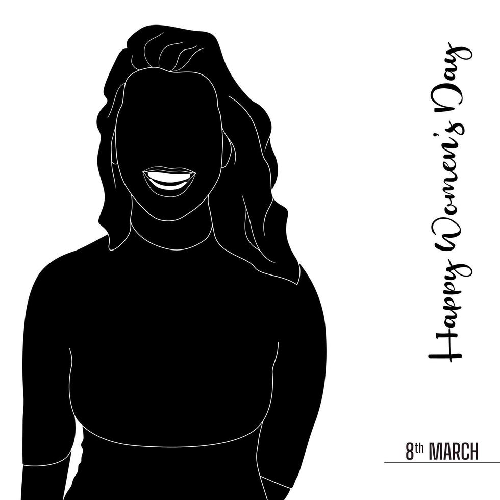 Happy Women's Day character silhouette on white background. vector