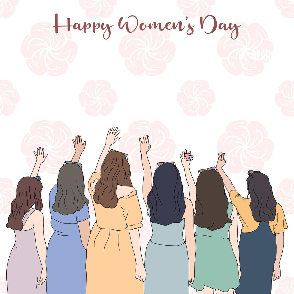 Happy Womens day Vector illustration on white background.