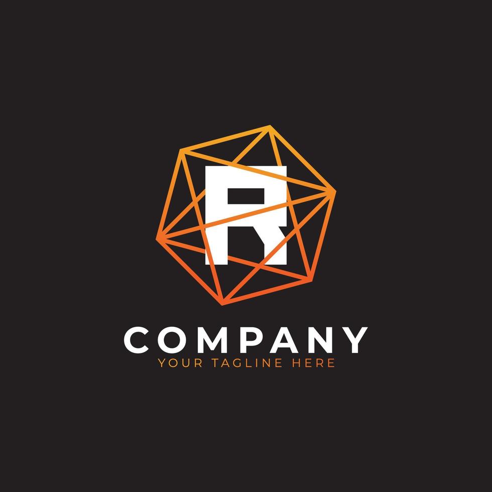 Abstract Initial Letter R Inside Linked Polygon Connect Network Logo. Usable for Business and Technology Logos. Flat Vector Logo Design Ideas Template Element. Eps10 Vector