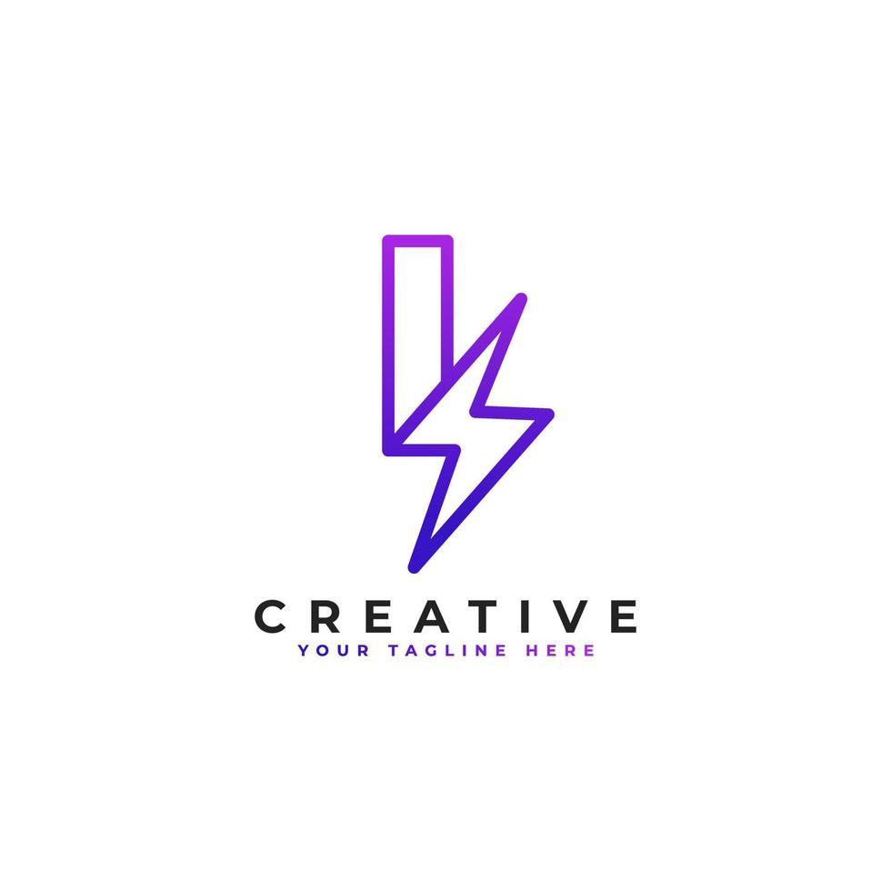 Initial Letter I Logo With Lighting Thunder Bolt in Linear Style. Alphabet Suitable for Fast, Power, Flash, Electric, Identity, Moving and Speed. vector