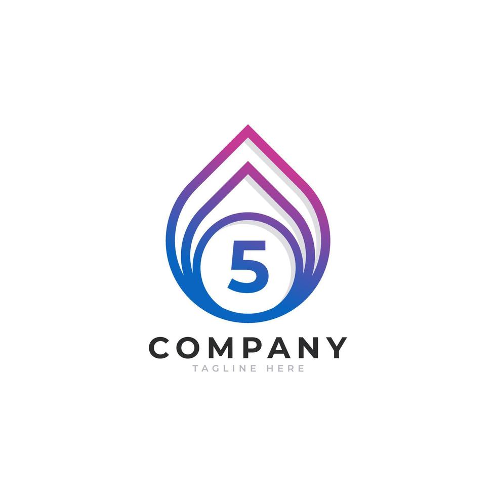 Initial Number 5 with Oil and Gas Logo Design Inspiration vector