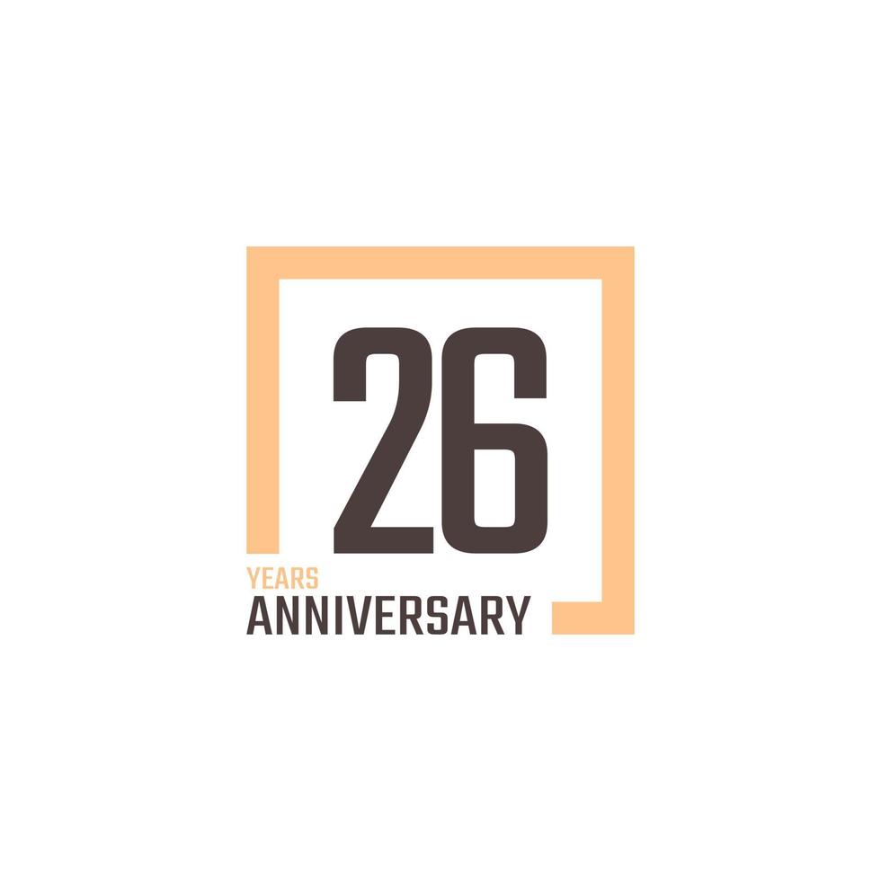 26 Year Anniversary Celebration Vector with Square Shape. Happy Anniversary Greeting Celebrates Template Design Illustration