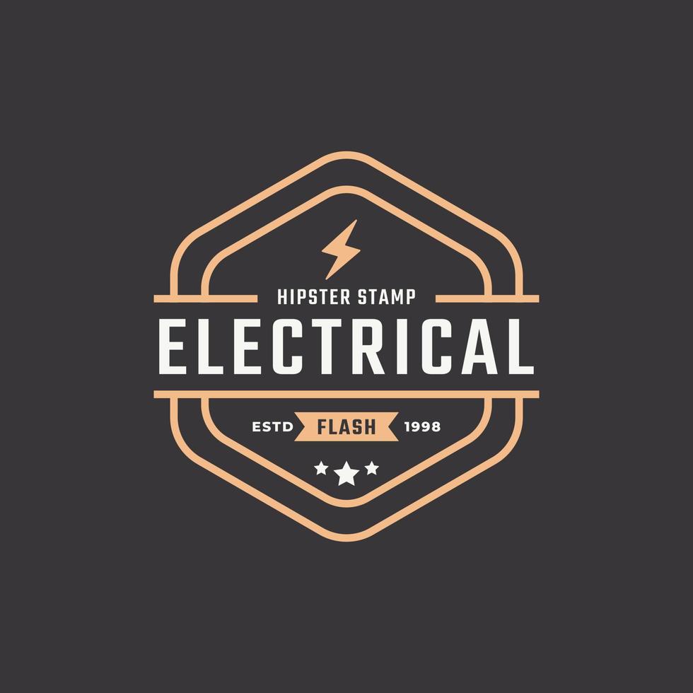 Hipster Vintage Retro Rustic Label Badge for Electric Bolt Flash Storm Stamp Logo Design Inspiration vector