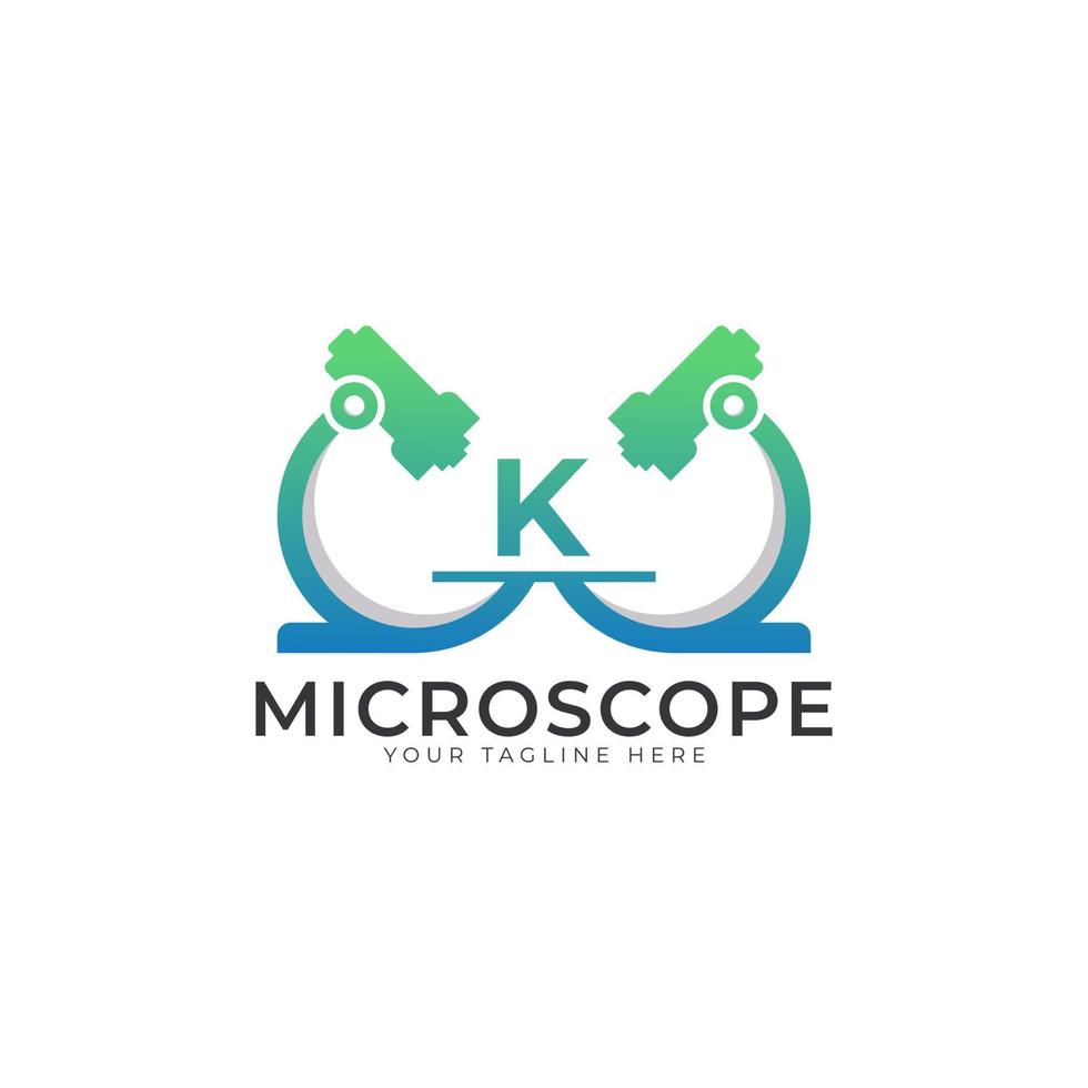 Laboratory Logo. Initial Letter K Microscope Logo Design Template Element. vector