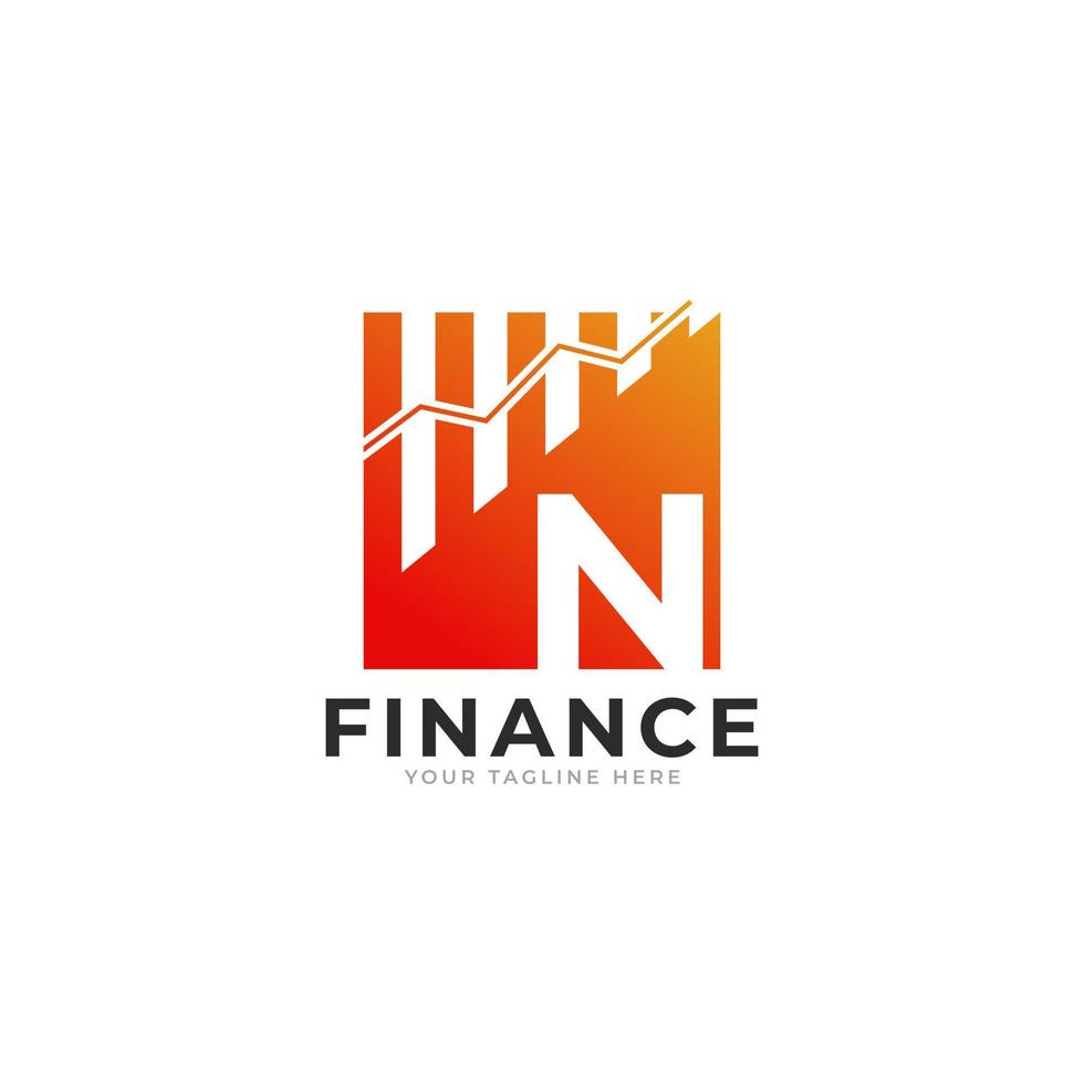 Initial Letter N Chart Bar Finance Logo Design Inspiration vector