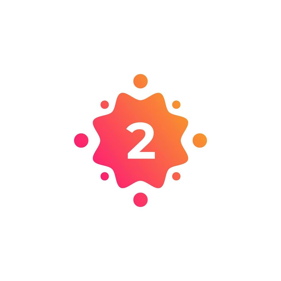 Smart and Creative Number 2 Logo Design Template with  Dots or Points. Geometric Dot Circle Science Medicine Sign. Universal Energy Tech Planet Star Atom Vector Icon Element