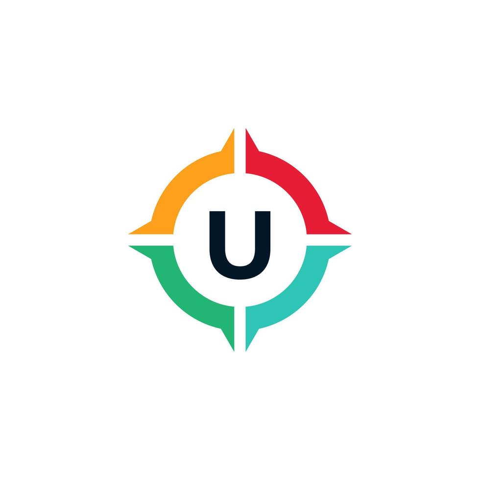 Colorful Letter U Inside Compass Logo Design Template Element vector