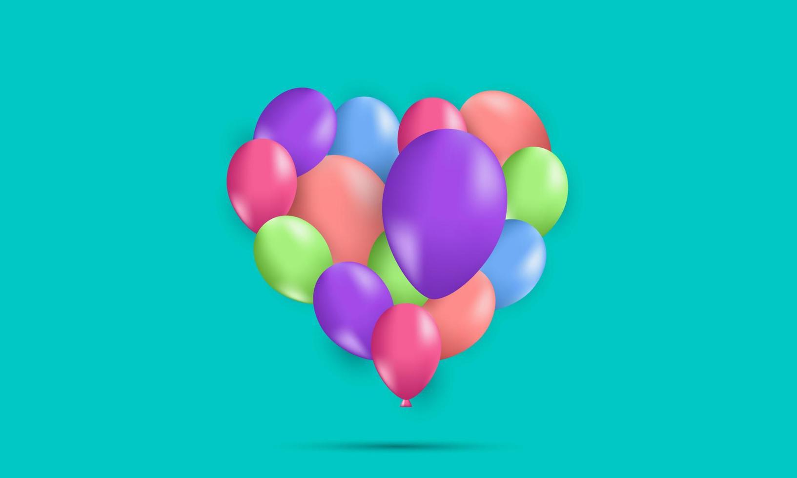 realistic glossy helium love balloons colorful floating vector